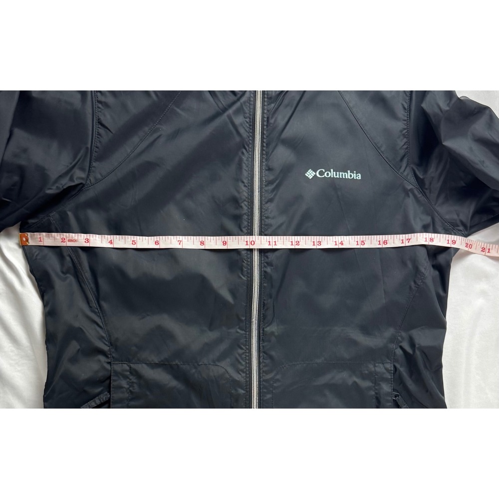 Columbia Womens Black Hooded Windbreaker Jacket Mesh Lined Full Zip Small - Picture 8 of 13